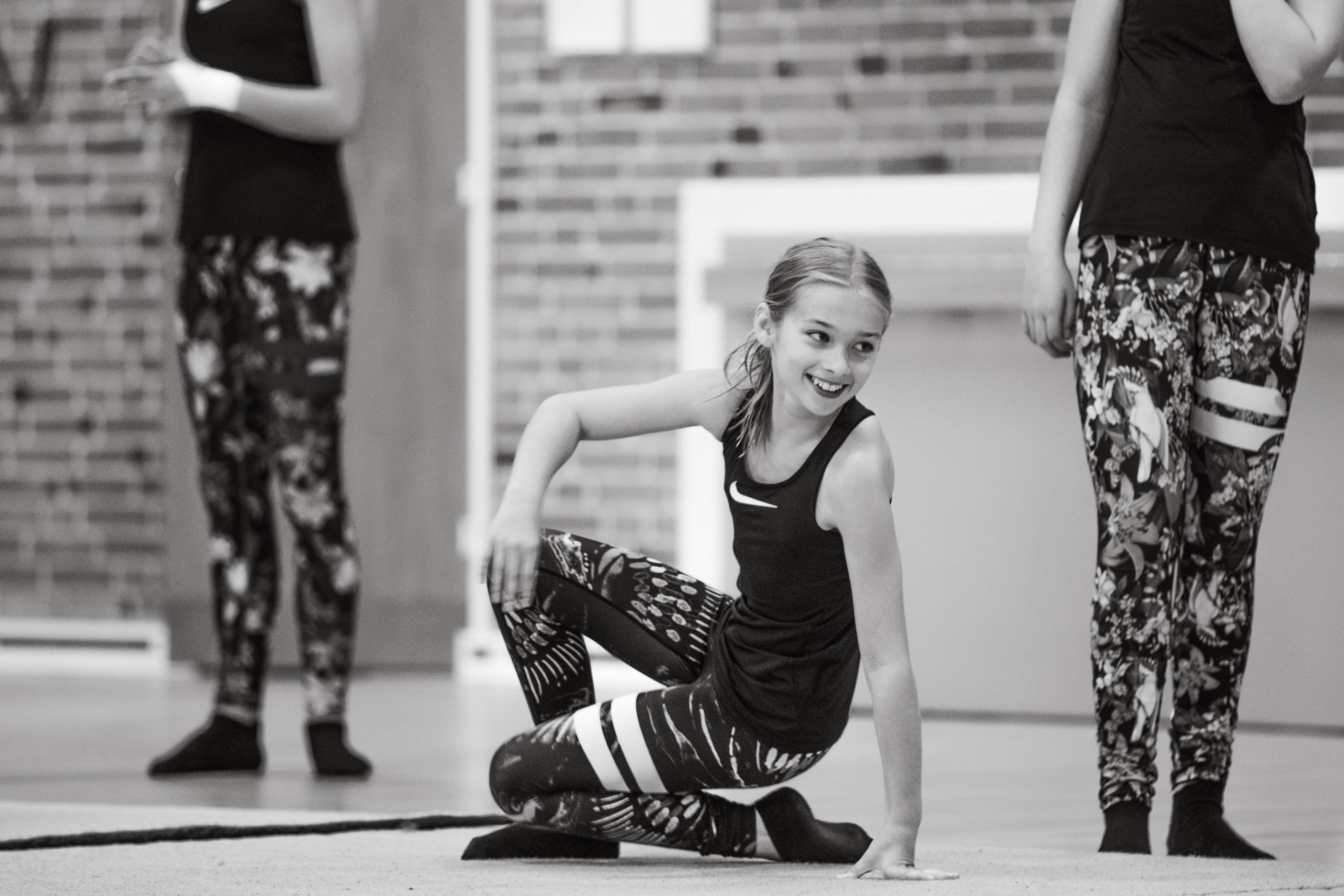 Young gymnast at a focused training session